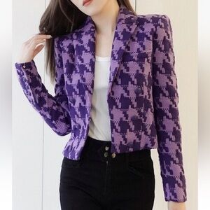 L’Agence Inez Purple Houndstooth Women's Blazer